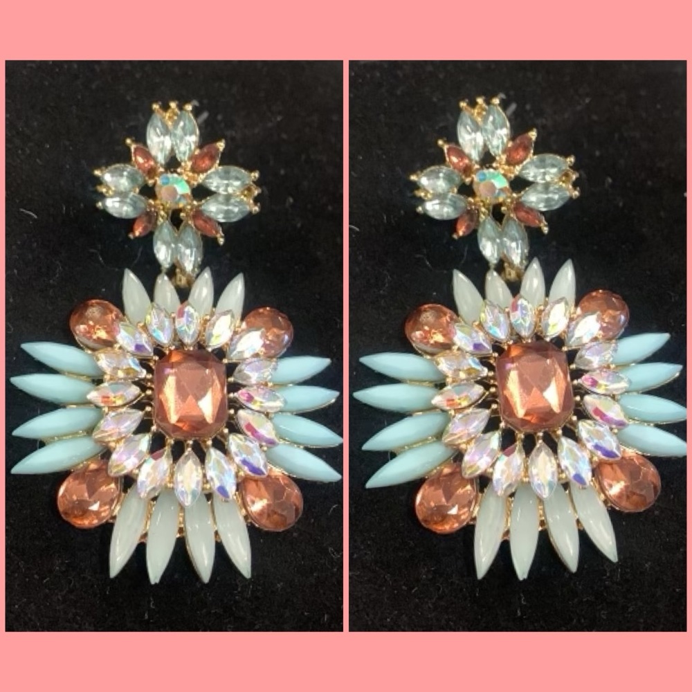 Statement Turquoise & Pink Earrings-Boutique